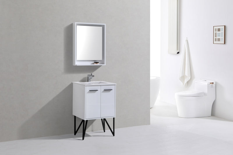 KubeBath Bosco 24" Modern Freestanding Vanity w/ Quartz Countertop