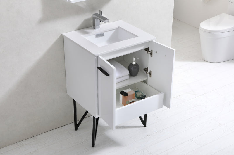 KubeBath Bosco 24" Modern Freestanding Vanity w/ Quartz Countertop