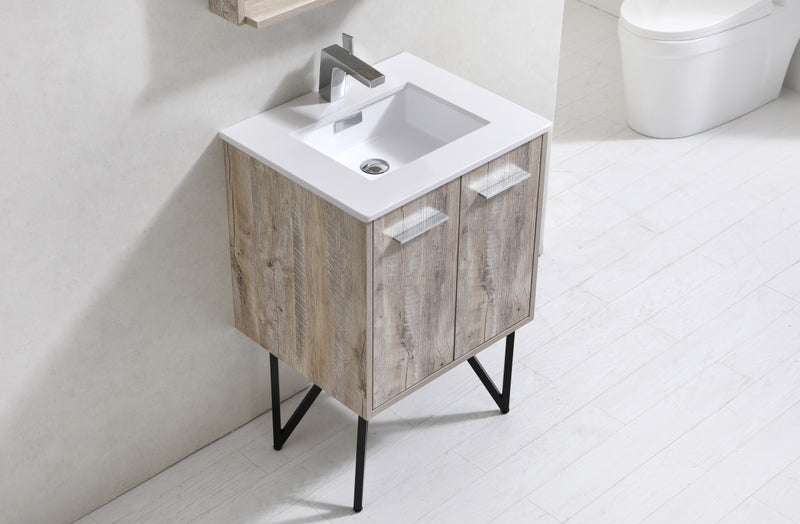 KubeBath Bosco 24" Modern Freestanding Vanity w/ Quartz Countertop