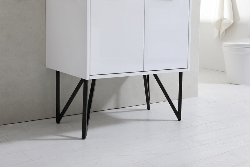 KubeBath Bosco 30" High Gloss White Modern Freestanding Vanity w/ Quartz Countertop