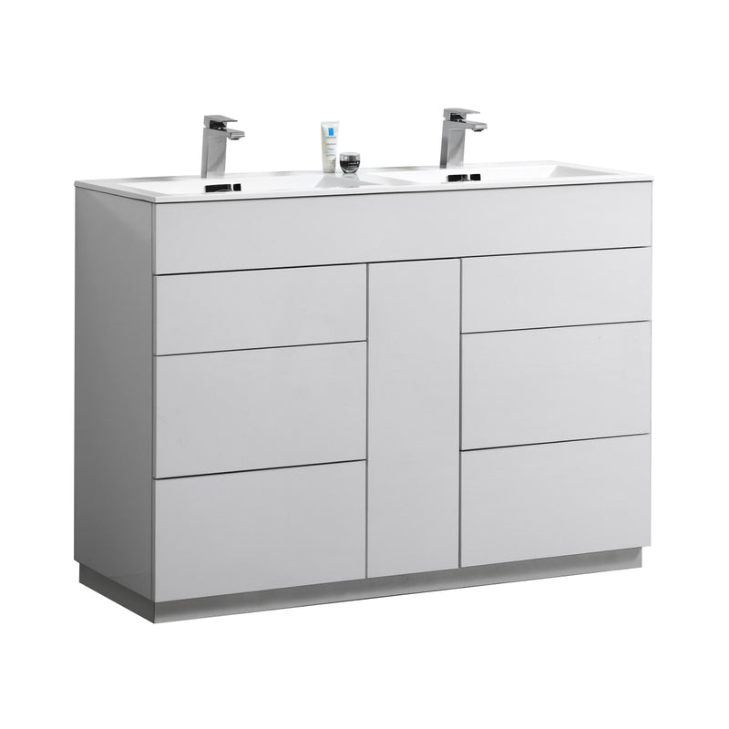 KubeBath Milano 48" Double Sink Modern Freestanding Bathroom Vanity