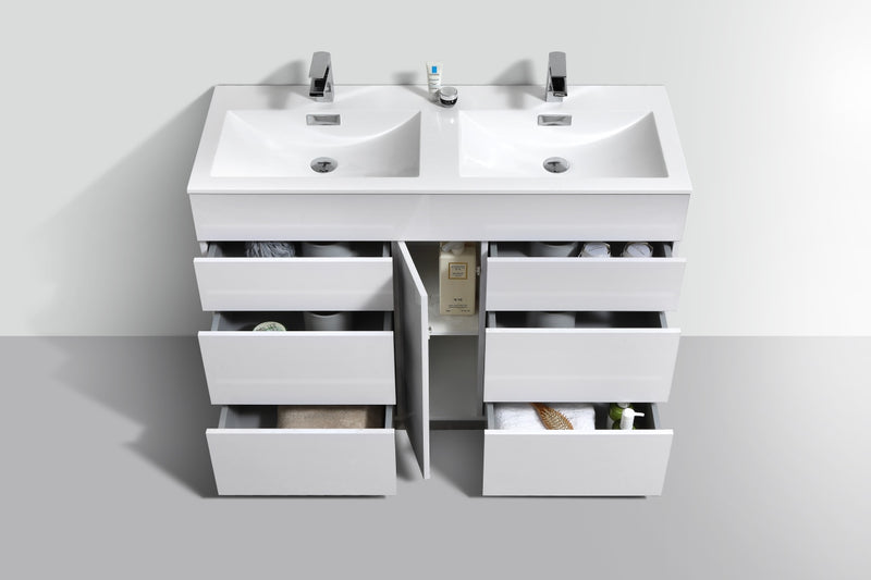 KubeBath Milano 48" Double Sink Modern Freestanding Bathroom Vanity