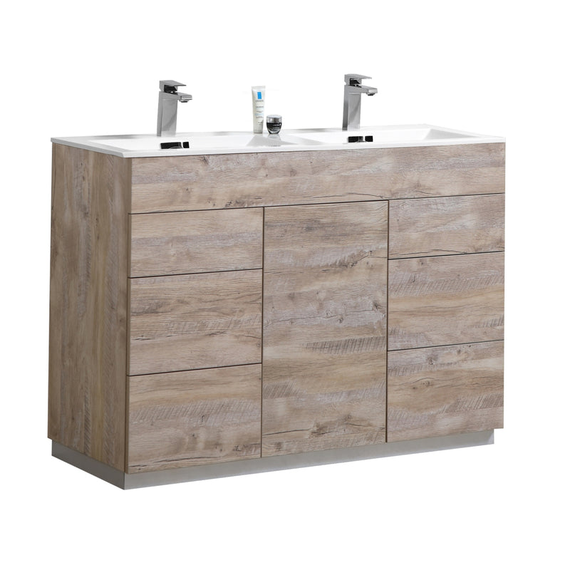 KubeBath Milano 48" Double Sink Modern Freestanding Bathroom Vanity