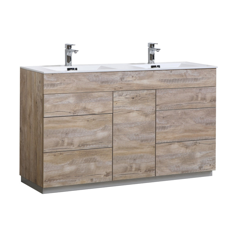 KubeBath Milano 60" Double Sink Modern Freestanding Bathroom Vanity