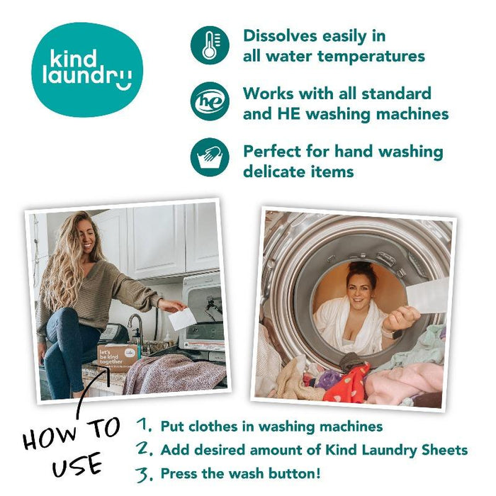 Kind Laundry Eco-Friendly Laundry Detergent Sheets - (60 sheets) - Fragrance Free