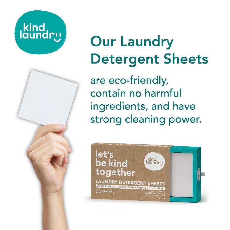 Kind Laundry Eco-Friendly Laundry Detergent Sheets - (60 sheets) - Fragrance Free