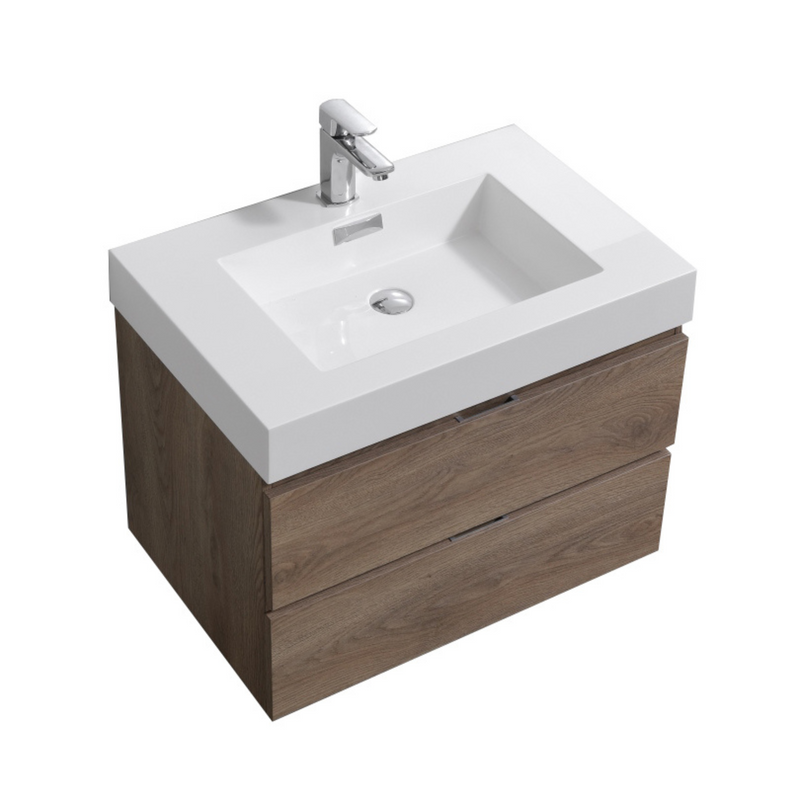 KubeBath Bliss 30" Wall Mount Modern Bathroom Vanity