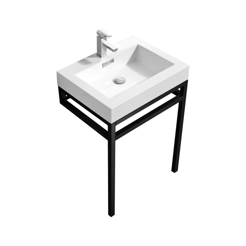KubeBath Haus Stainless Steel Freestanding Console w/ White Acrylic Sink