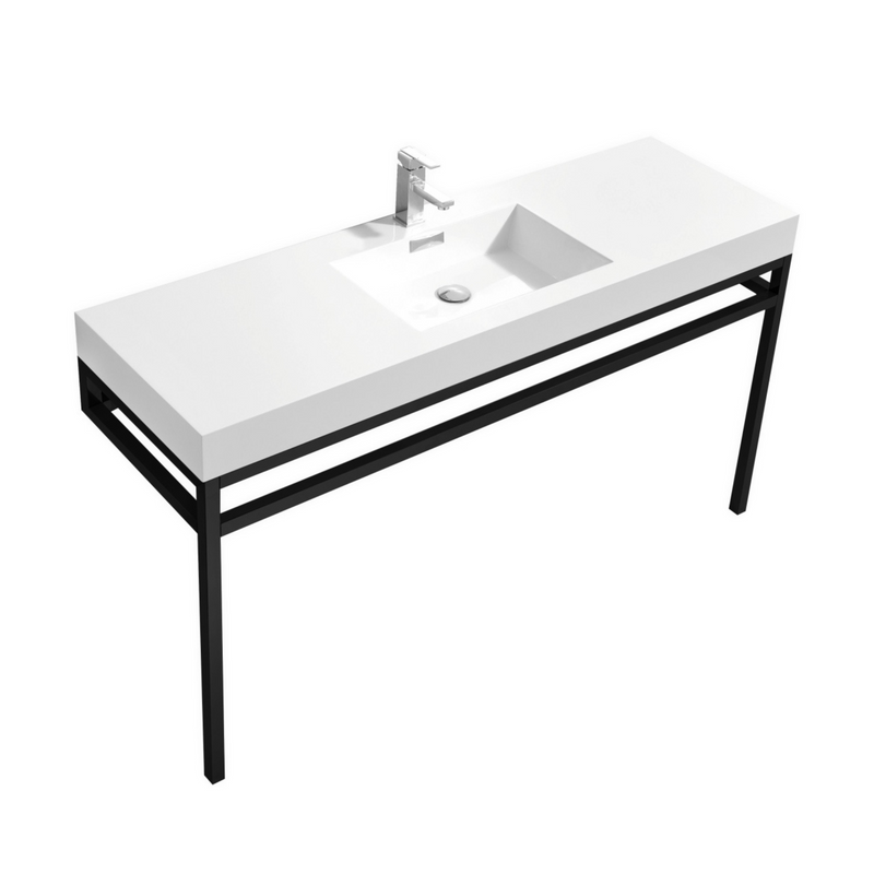 KubeBath Haus Stainless Steel Freestanding Console w/ White Acrylic Sink