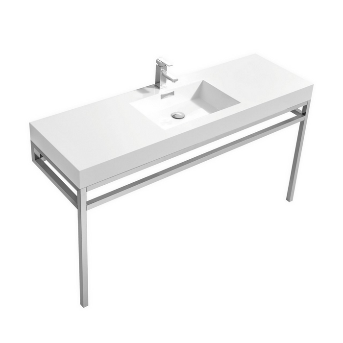 KubeBath Haus Stainless Steel Console w/ White Acrylic Sink
