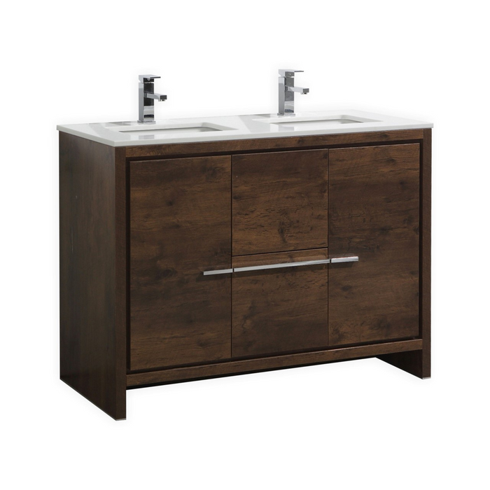KubeBath Dolce 48" Double Sink Vanity with Quartz Countertop And Ceramic Undermount Sinks