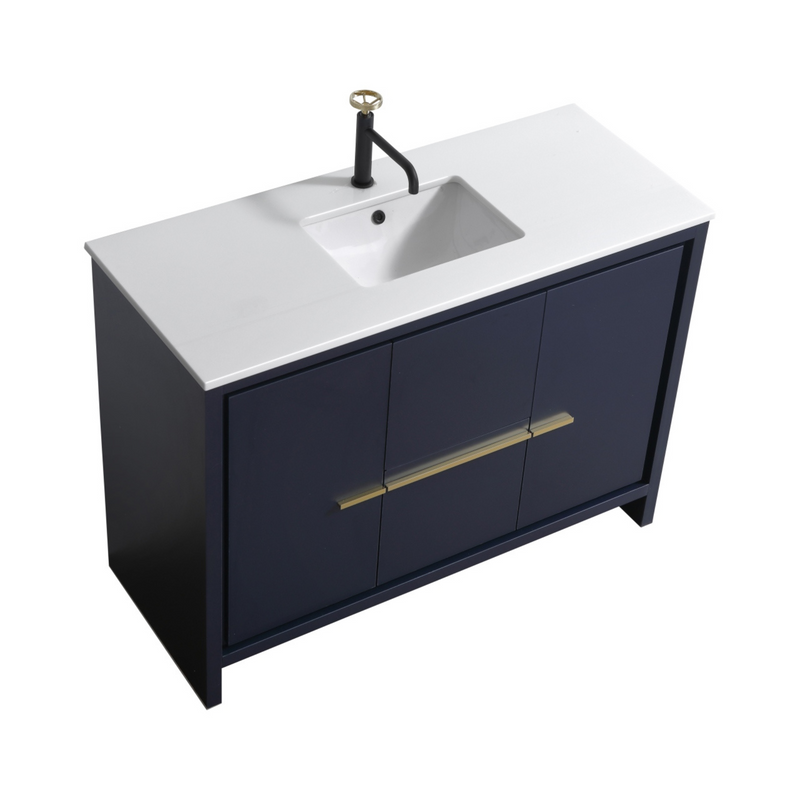 KubeBath Dolce 48" Freestanding Single Sink Vanity with Quartz Countertop And Ceramic Undermount Sink