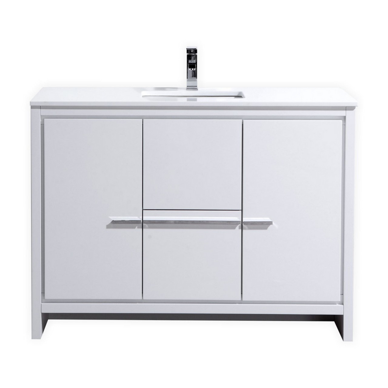 KubeBath Dolce 48" Freestanding Single Sink Vanity with Quartz Countertop And Ceramic Undermount Sink