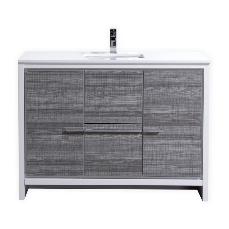 KubeBath Dolce 48" Freestanding Single Sink Vanity with Quartz Countertop And Ceramic Undermount Sink