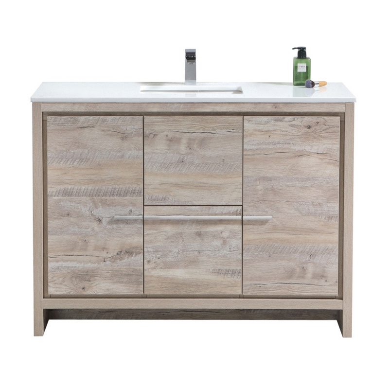 KubeBath Dolce 48" Freestanding Single Sink Vanity with Quartz Countertop And Ceramic Undermount Sink