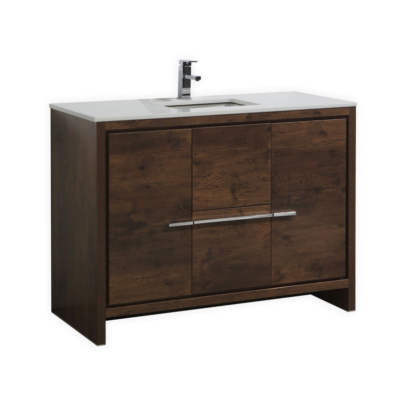 KubeBath Dolce 48" Freestanding Single Sink Vanity with Quartz Countertop And Ceramic Undermount Sink