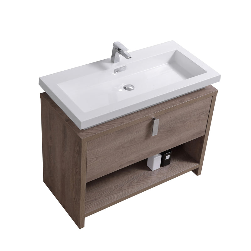 KubeBath Levi 40" Modern Freestanding Bathroom Vanity with Cubby Hole