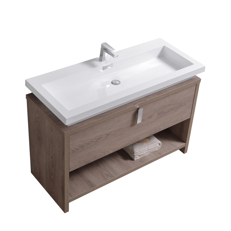 KubeBath Levi 48" Modern Freestanding Bathroom Vanity with Cubby Hole