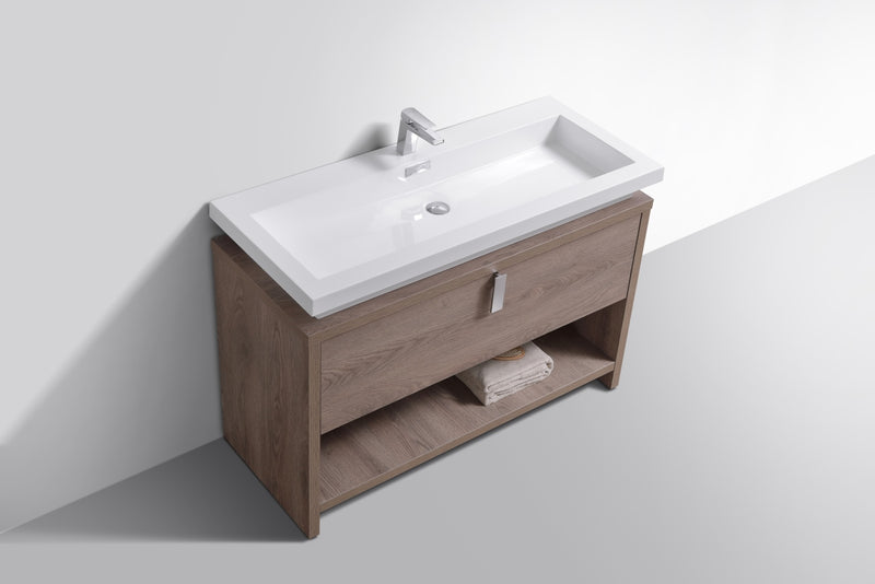 KubeBath Levi 48" Modern Freestanding Bathroom Vanity with Cubby Hole