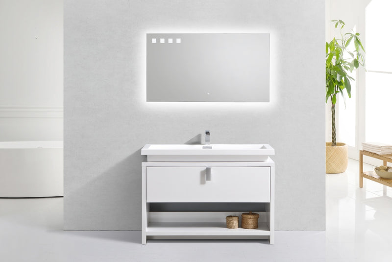 KubeBath Levi 48" Modern Freestanding Bathroom Vanity with Cubby Hole