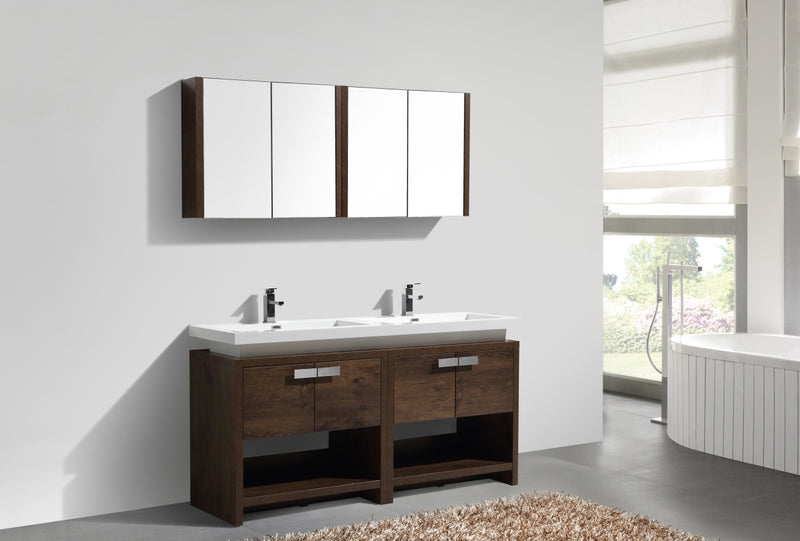 KubeBath Levi 63" Double Sink Modern Freestanding Bathroom Vanity with Cubby Holes