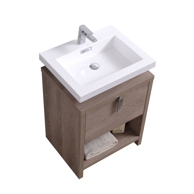 KubeBath Levi 24" Modern Freestanding Bathroom Vanity with Cubby Hole