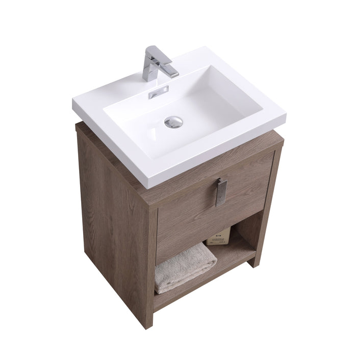 KubeBath Levi 24" Modern Bathroom Vanity with Cubby Hole