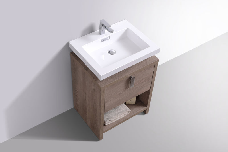 KubeBath Levi 24" Modern Freestanding Bathroom Vanity with Cubby Hole