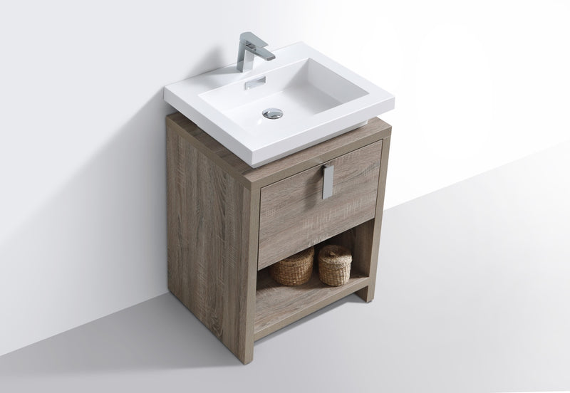 KubeBath Levi 24" Modern Freestanding Bathroom Vanity with Cubby Hole