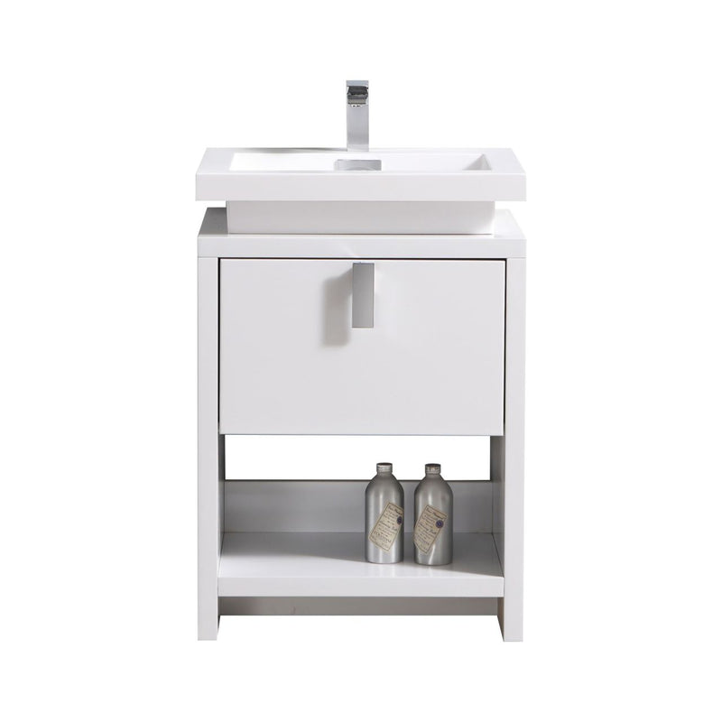 KubeBath Levi 24" Modern Freestanding Bathroom Vanity with Cubby Hole