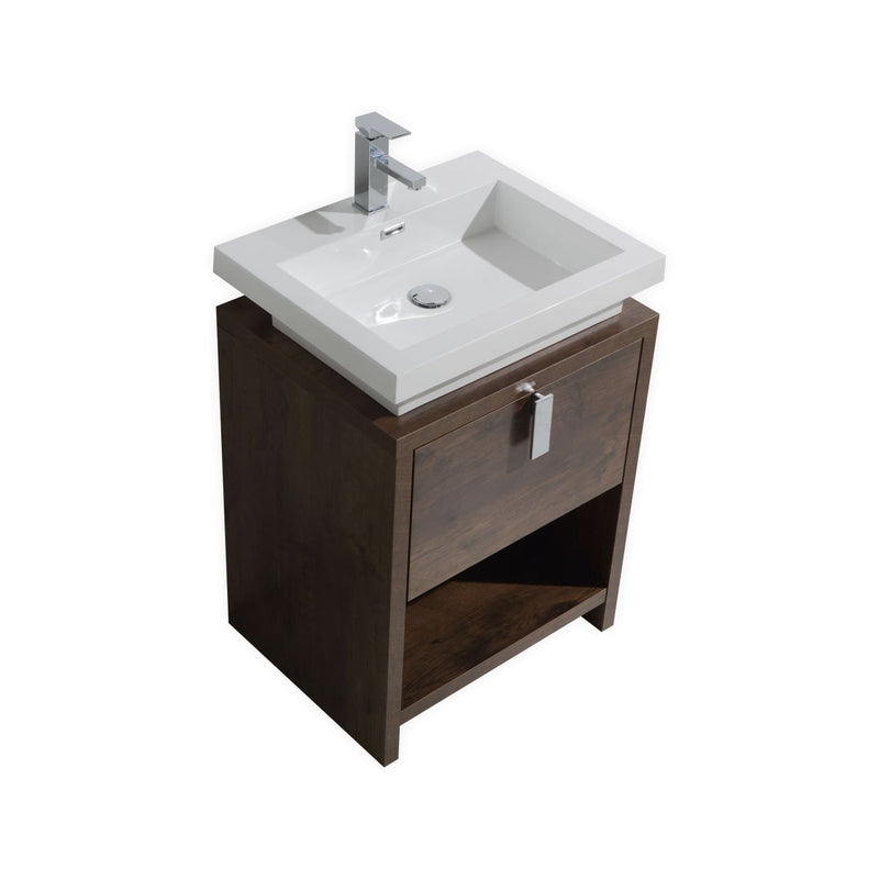 KubeBath Levi 24" Modern Freestanding Bathroom Vanity with Cubby Hole