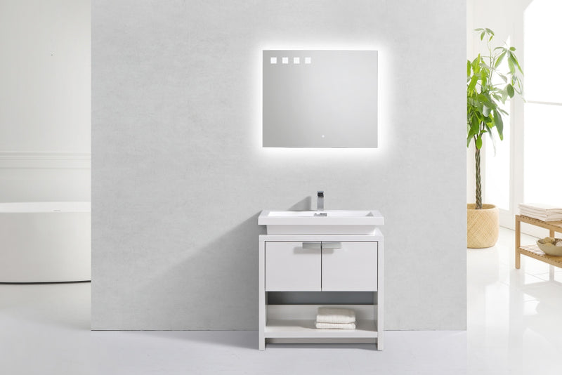 KubeBath Levi 32" Modern Freestanding Bathroom Vanity with Cubby Hole