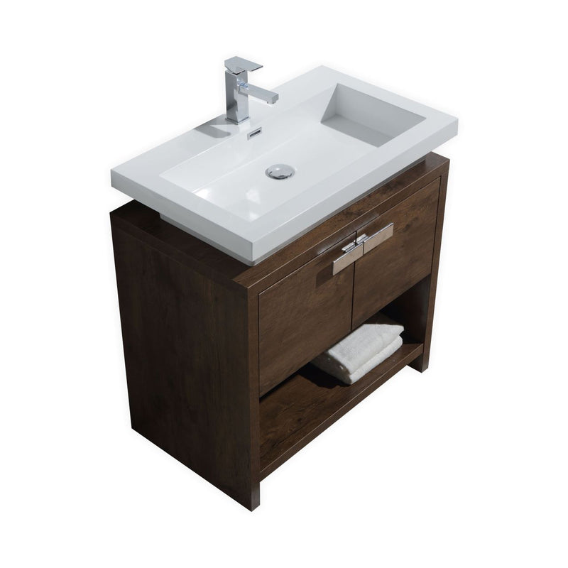 KubeBath Levi 32" Modern Freestanding Bathroom Vanity with Cubby Hole