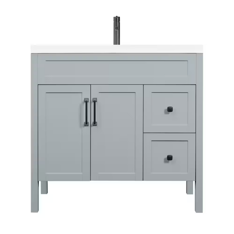 Luxo Marbre NORD Freestanding 37 inch Vanity with 2 Doors and 2 Drawers Shaker-Style, with Sink MAG 3722-1-107S