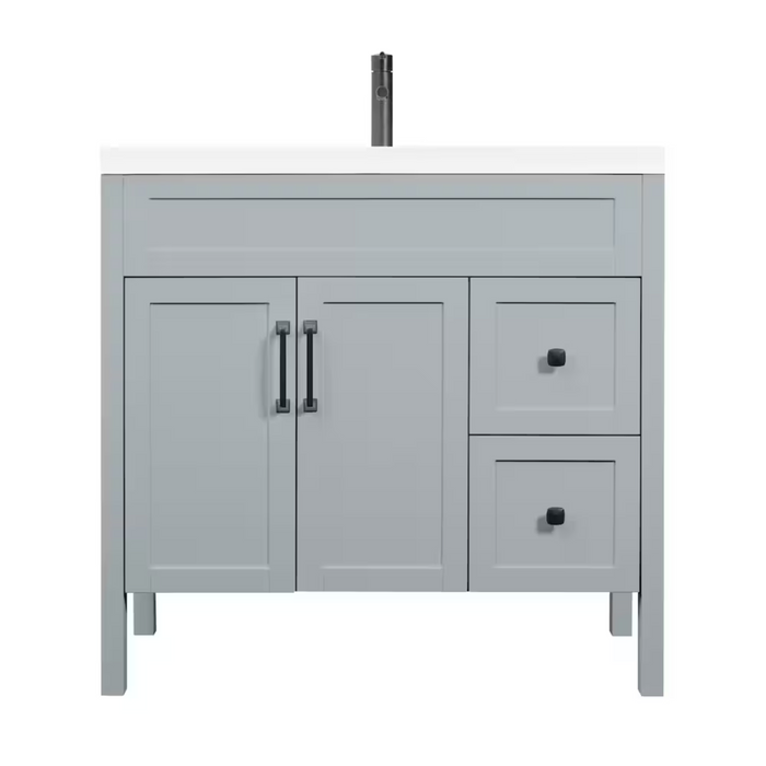Luxo Marbre NORD Free-Standing 37 inch Vanity with 2 Doors and 2 Drawers Shaker-Style, with Sink MAG 3722-1-107S