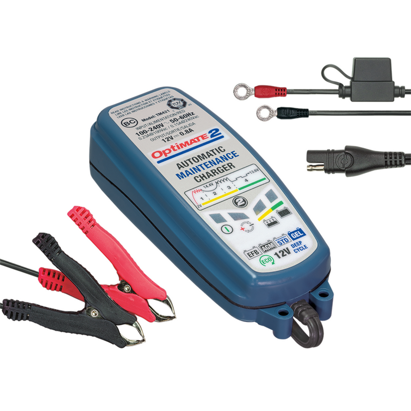 OptiMATE 2, TM-421, 4-step 12V 0.8A Battery Charger-Maintainer
