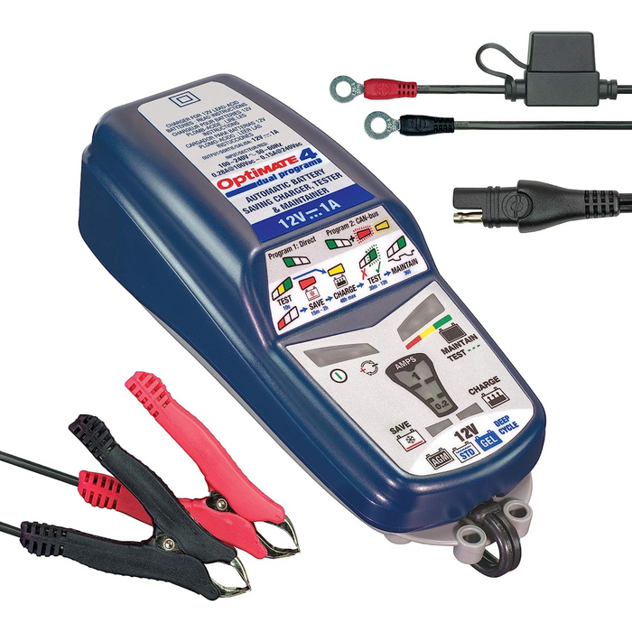 OptiMATE 4 Dual, TM-341, Program 9-step 12V 1A Battery Saving Charger-Tester-Maintainer