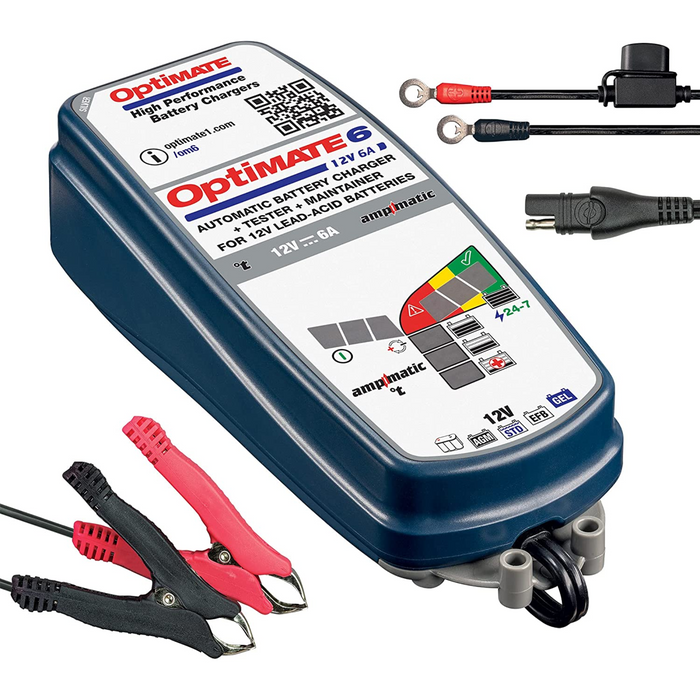 OptiMATE 6 Ampmatic, TM-361, Silver Series: 9-Step 12V 6A Sealed Battery Saving Charger & Maintainer