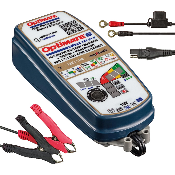 OptiMATE 6 Select - 12V 6A, TM-371, 9-Step Gold Series Battery Saving Charger & Maintainer