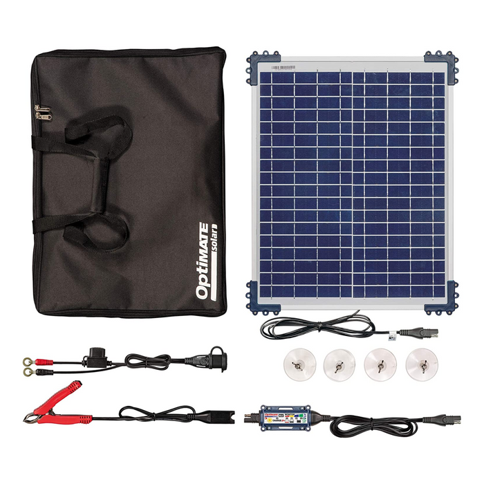 OptiMATE TM-522-D2TK Solar Duo 20W Travel Kit -  6-Step 12V / 12.8V 1.67A Sealed Solar Battery Saving Charger & Maintainer