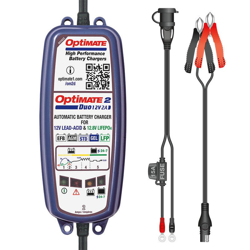 OptiMATE 2 DUO TM-551 BRONZE Series 5-step 12V / 12.8V 2A Sealed Battery Maintainer