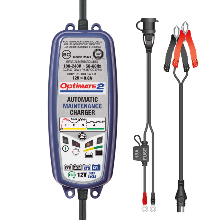 OptiMATE 2, TM-421, 4-step 12V 0.8A Battery Charger-Maintainer