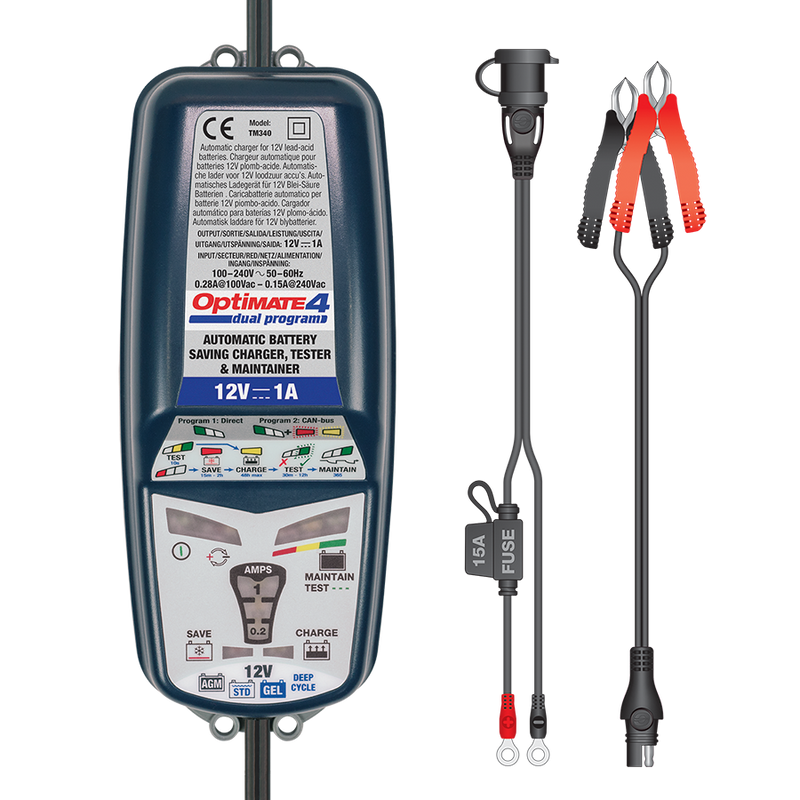 OptiMATE 4 Dual, TM-341, Program 9-step 12V 1A Battery Saving Charger-Tester-Maintainer
