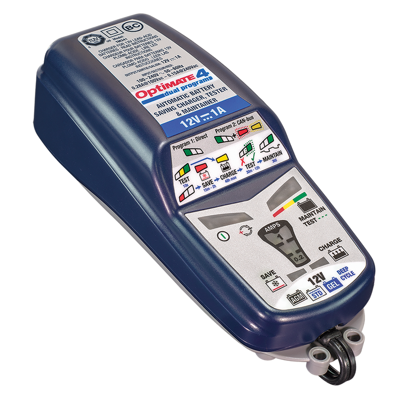OptiMATE 4 Dual, TM-341, Program 9-step 12V 1A Battery Saving Charger-Tester-Maintainer