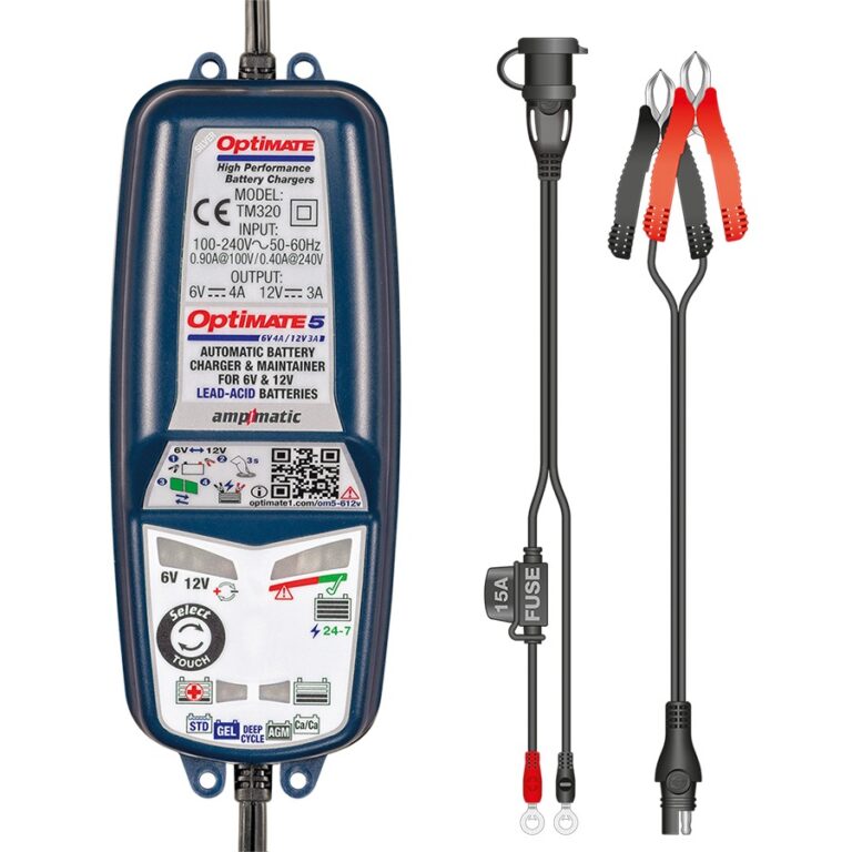 OptiMATE 5 6V/12V - 6V 4A / 12V 3A, Model TM-321, Silver Series High Performance Battery Charger & Maintainer for Deep Cycle Batteries