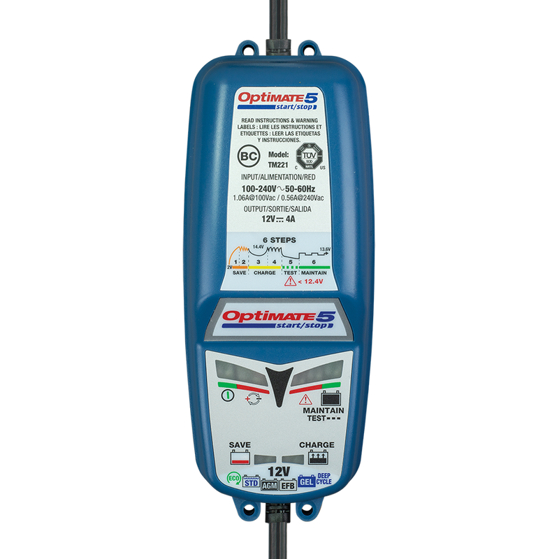 OptiMATE 5 start/stop, TM-221 4A 6-step 12V 4A Battery Saving Charger-Tester-Maintainer