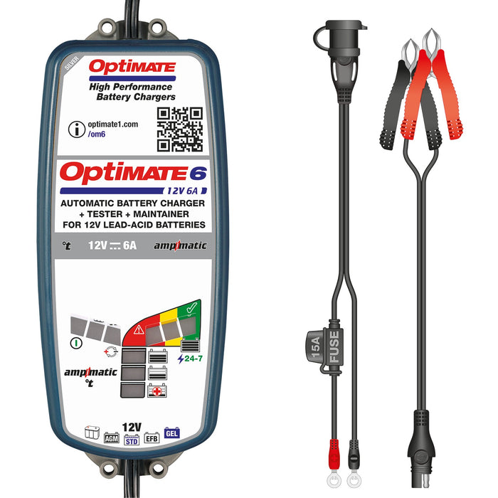 Optimate 6 Select - 12V 6A, TM-371, 9-Step Gold Series Battery Saving  Charger & maintainer