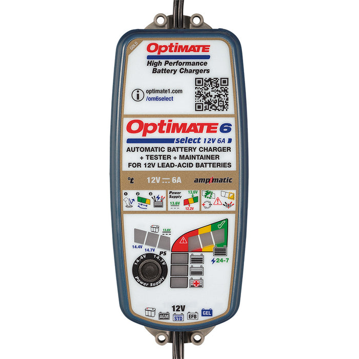 OptiMATE 6 Select - 12V 6A, TM-371, 9-Step Gold Series Battery Saving Charger & Maintainer