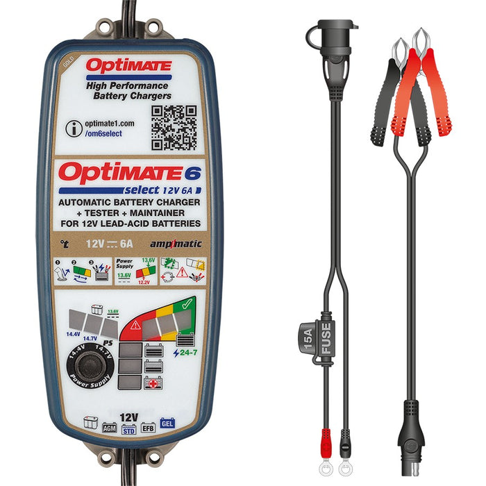 Optimate 6 Select - 12V 6A, TM-371, 9-Step Gold Series Battery Saving  Charger & maintainer : Automotive 