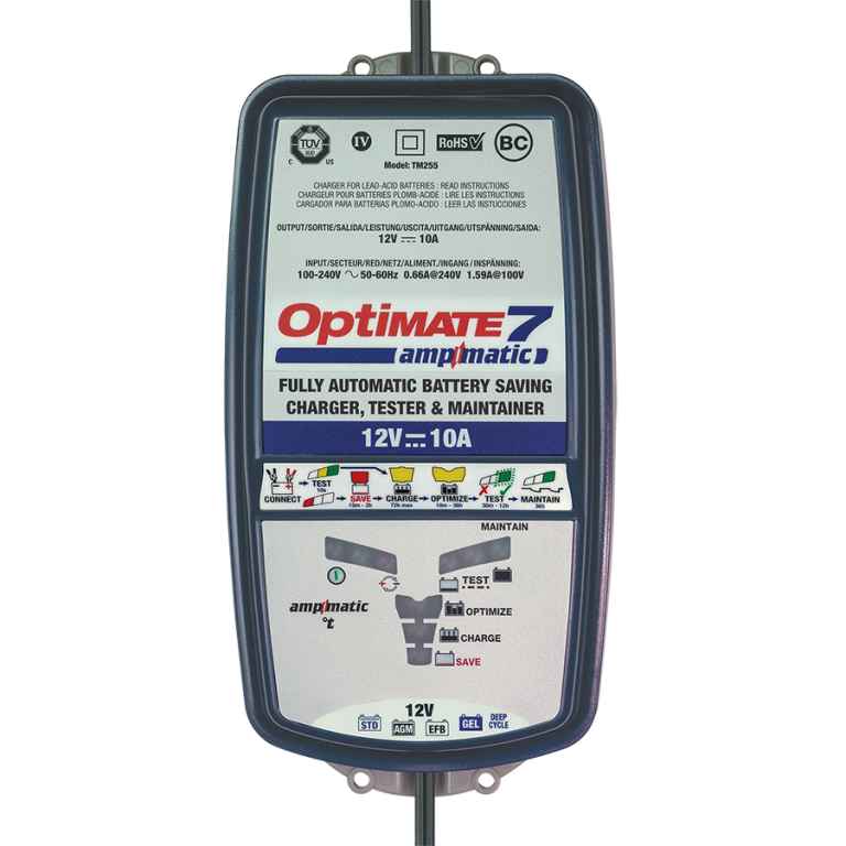 OptiMATE 7 AmpMatic, TM-255, 9-step 12V 10A Battery Saving Charger-Tester-Maintainer